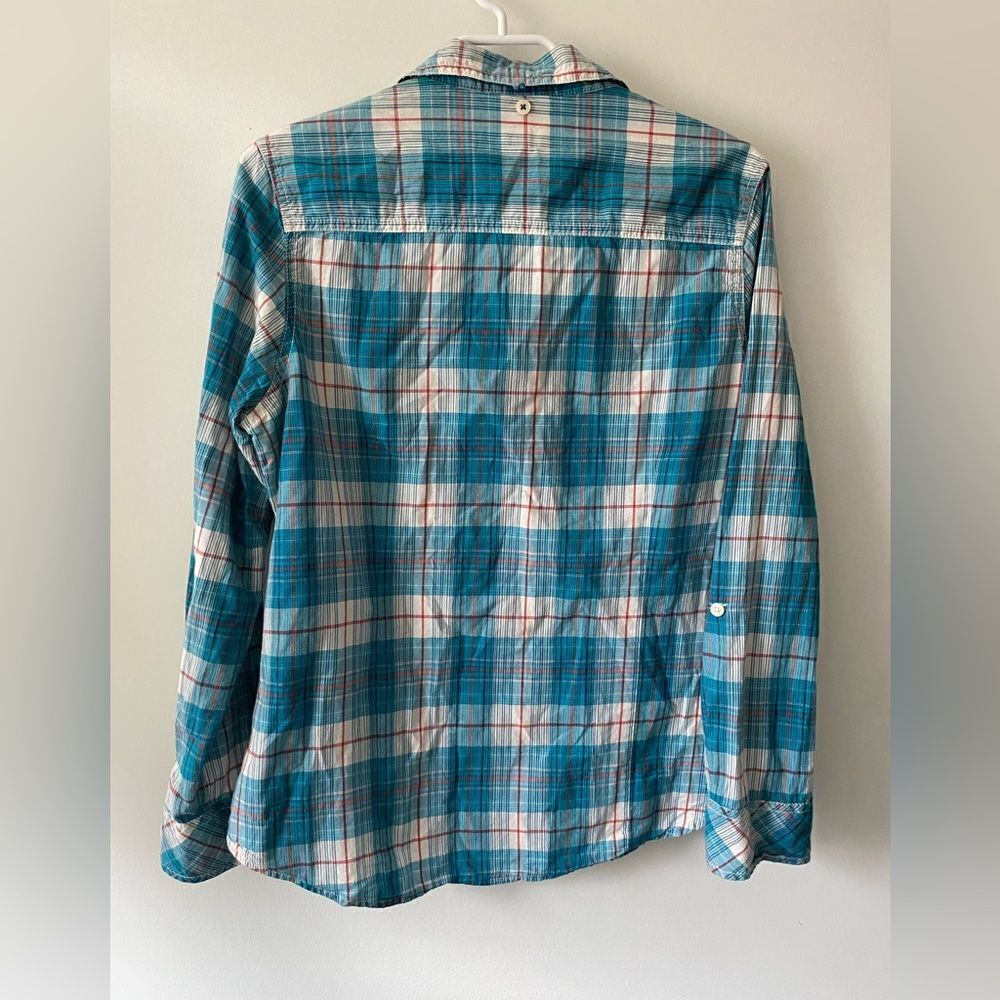Windriver outfitting blue plaid button up shirt blouse - Picture 3 of 3